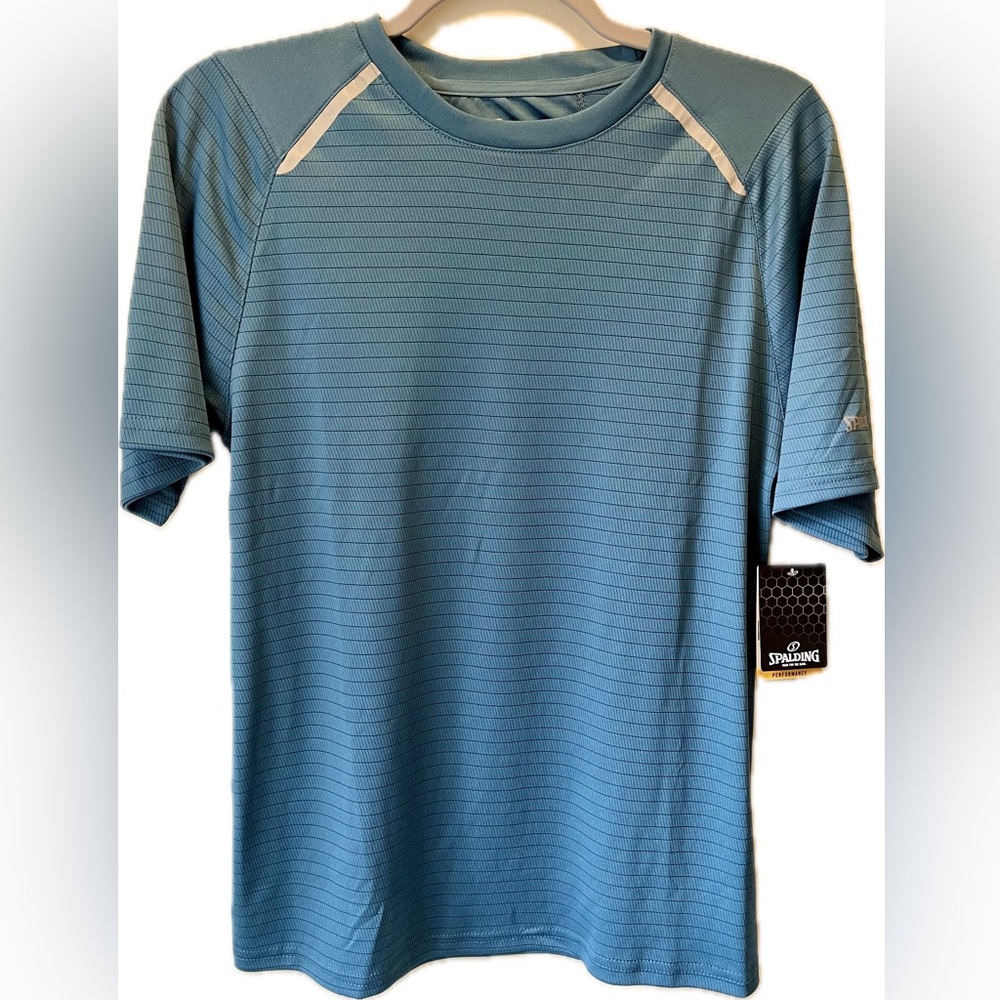 Spalding Men’s Moisture-Wicking Reflective Performance Tee, Teal, Size Small